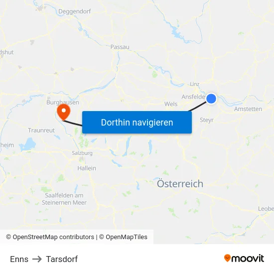 Enns to Tarsdorf map