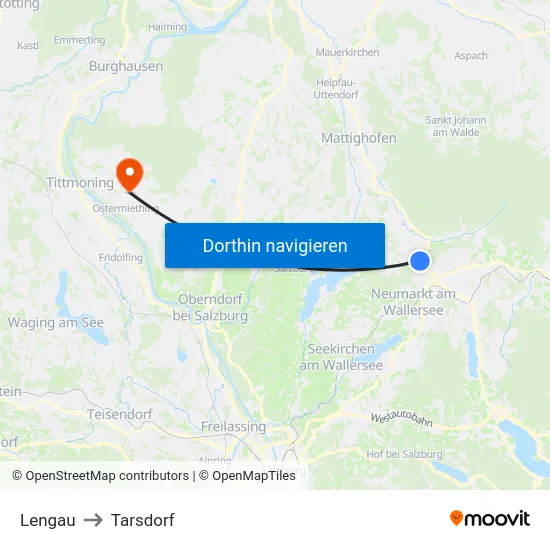 Lengau to Tarsdorf map