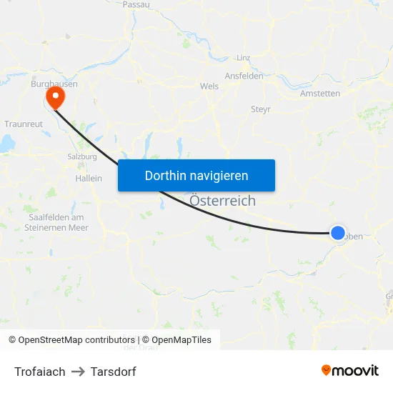 Trofaiach to Tarsdorf map