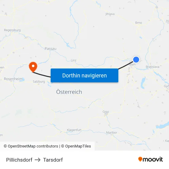 Pillichsdorf to Tarsdorf map