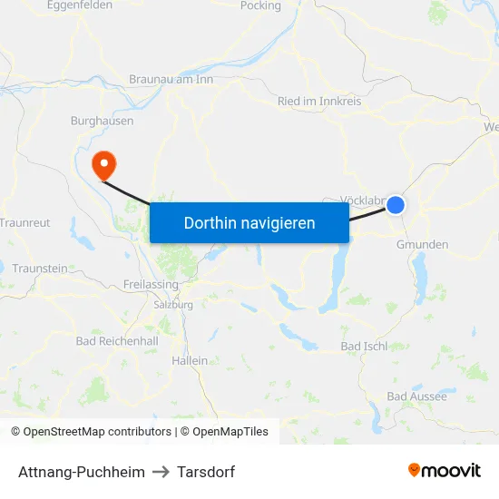 Attnang-Puchheim to Tarsdorf map