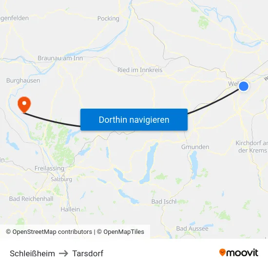 Schleißheim to Tarsdorf map