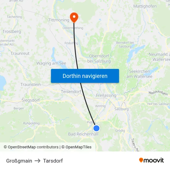 Großgmain to Tarsdorf map