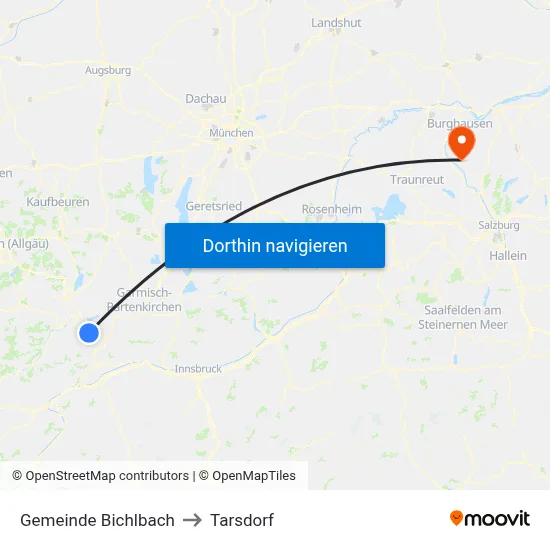 Gemeinde Bichlbach to Tarsdorf map