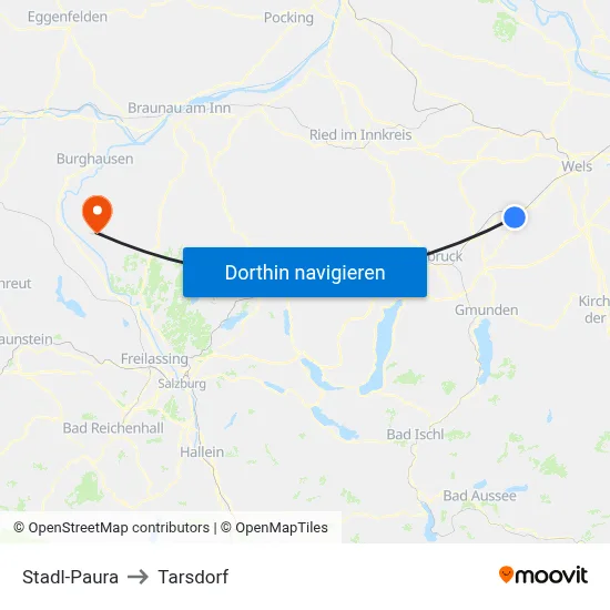 Stadl-Paura to Tarsdorf map