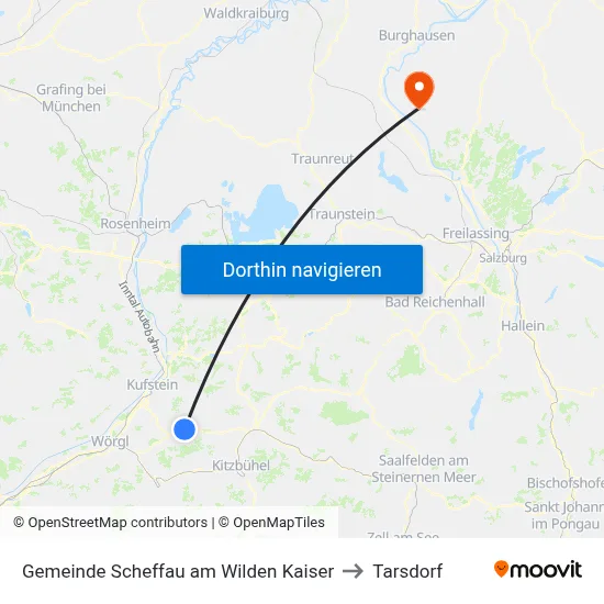 Gemeinde Scheffau am Wilden Kaiser to Tarsdorf map