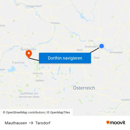 Mauthausen to Tarsdorf map