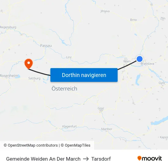 Gemeinde Weiden An Der March to Tarsdorf map