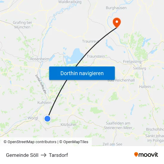 Gemeinde Söll to Tarsdorf map