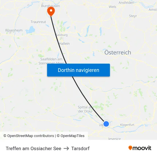 Treffen am Ossiacher See to Tarsdorf map