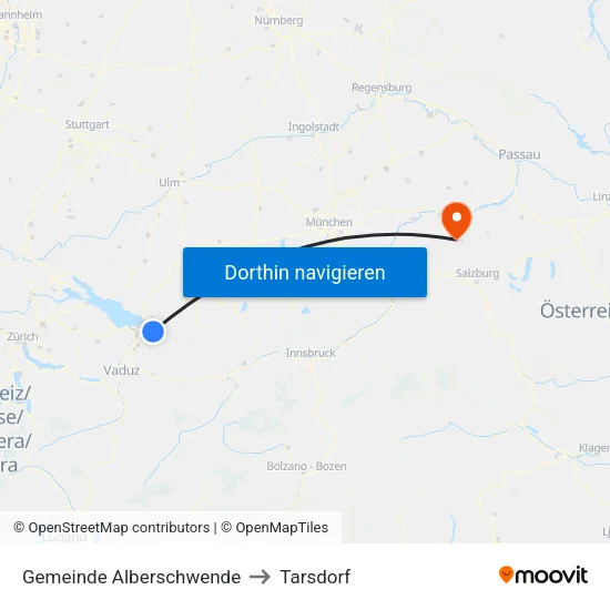 Gemeinde Alberschwende to Tarsdorf map