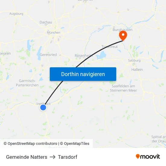 Gemeinde Natters to Tarsdorf map