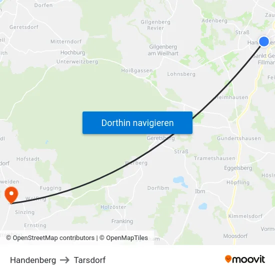 Handenberg to Tarsdorf map