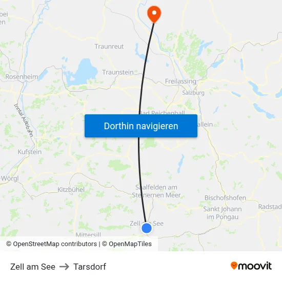 Zell am See to Tarsdorf map