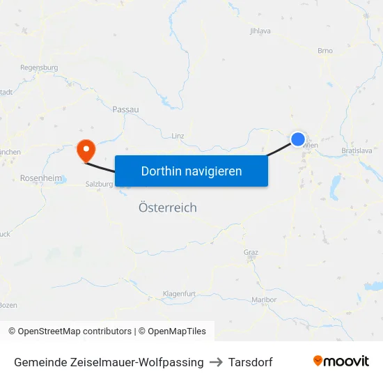 Gemeinde Zeiselmauer-Wolfpassing to Tarsdorf map