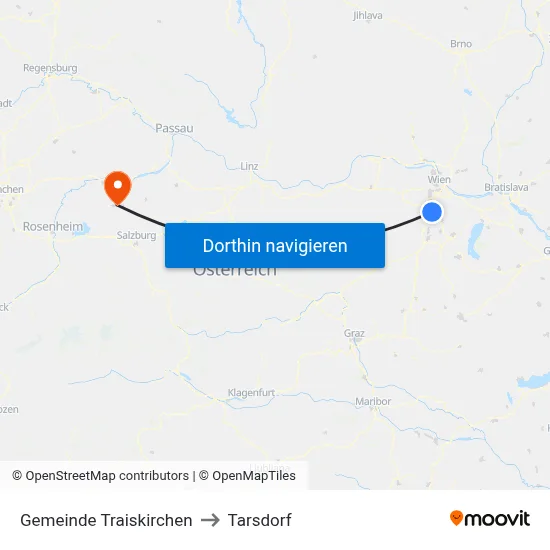 Gemeinde Traiskirchen to Tarsdorf map