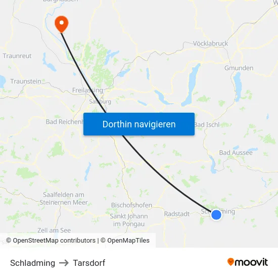 Schladming to Tarsdorf map