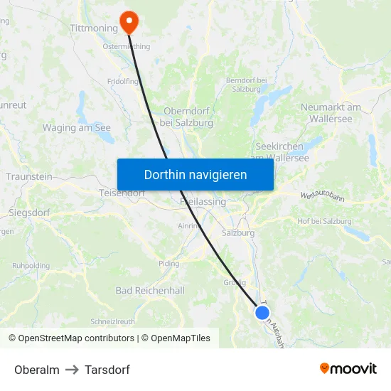 Oberalm to Tarsdorf map