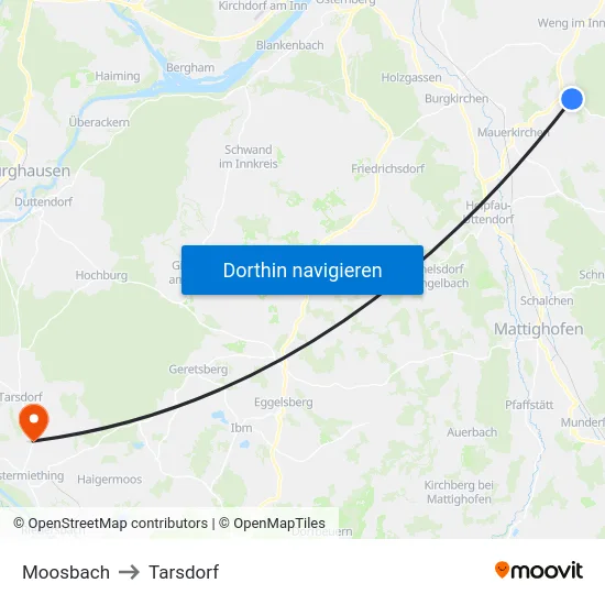 Moosbach to Tarsdorf map