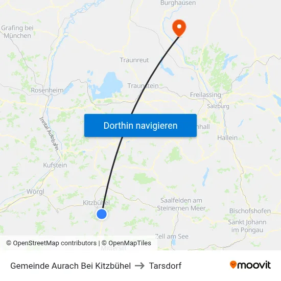 Gemeinde Aurach Bei Kitzbühel to Tarsdorf map