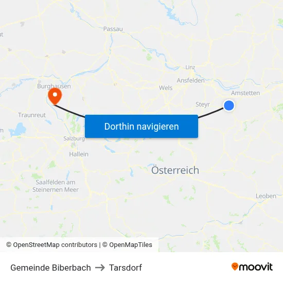 Gemeinde Biberbach to Tarsdorf map