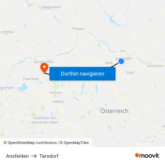 Ansfelden to Tarsdorf map