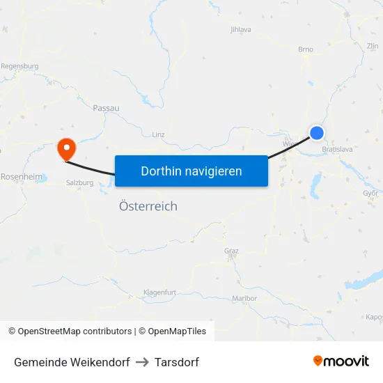 Gemeinde Weikendorf to Tarsdorf map