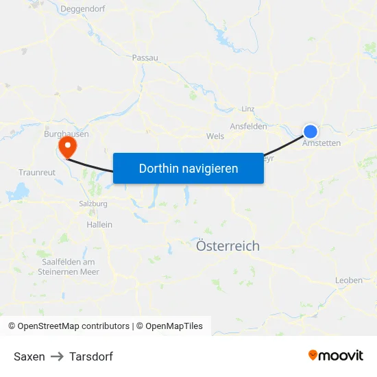 Saxen to Tarsdorf map
