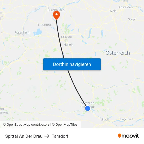 Spittal An Der Drau to Tarsdorf map