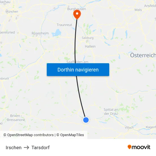 Irschen to Tarsdorf map