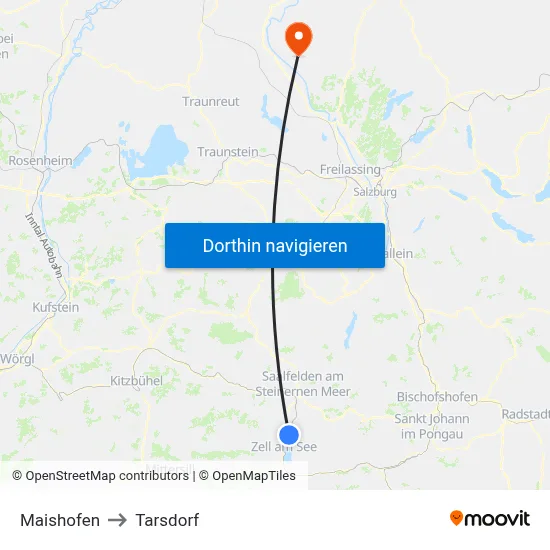 Maishofen to Tarsdorf map