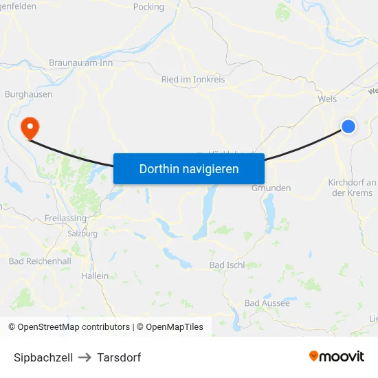 Sipbachzell to Tarsdorf map