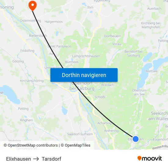 Elixhausen to Tarsdorf map