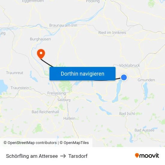 Schörfling am Attersee to Tarsdorf map