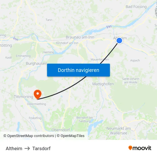 Altheim to Tarsdorf map