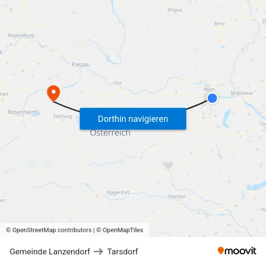 Gemeinde Lanzendorf to Tarsdorf map