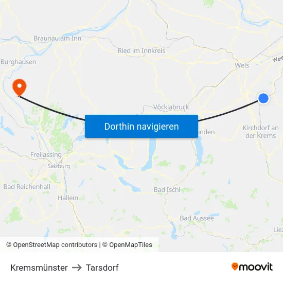 Kremsmünster to Tarsdorf map
