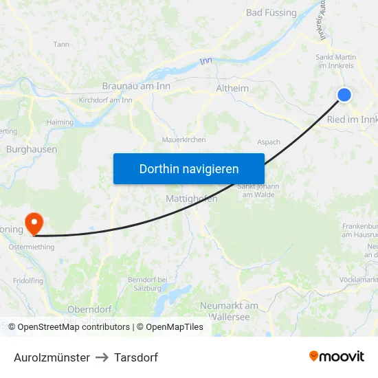 Aurolzmünster to Tarsdorf map
