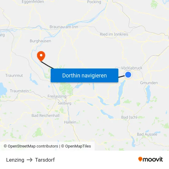 Lenzing to Tarsdorf map