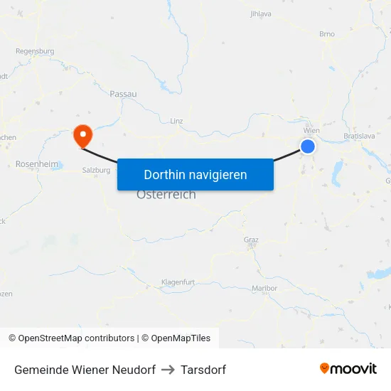 Gemeinde Wiener Neudorf to Tarsdorf map
