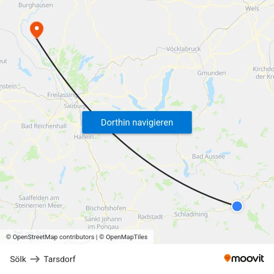 Sölk to Tarsdorf map