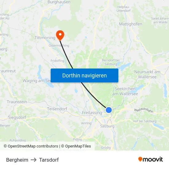 Bergheim to Tarsdorf map