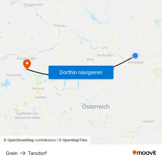 Grein to Tarsdorf map