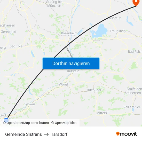 Gemeinde Sistrans to Tarsdorf map