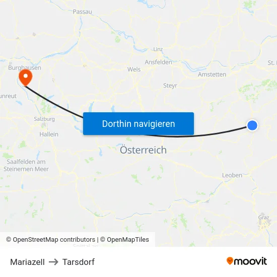Mariazell to Tarsdorf map