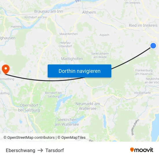 Eberschwang to Tarsdorf map