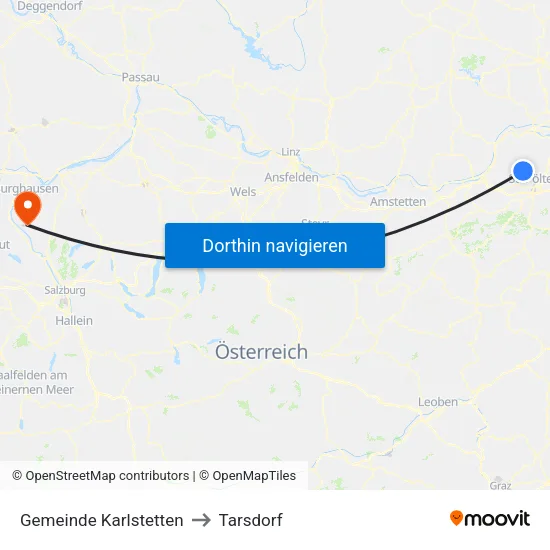 Gemeinde Karlstetten to Tarsdorf map