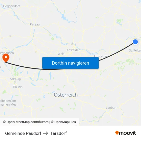 Gemeinde Paudorf to Tarsdorf map