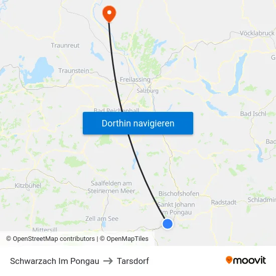 Schwarzach Im Pongau to Tarsdorf map