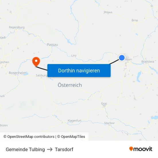Gemeinde Tulbing to Tarsdorf map